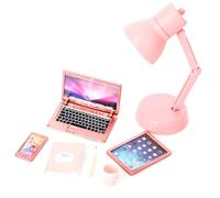 6 pezzi/set accessori per casa delle bambole, mini laptop, tablet, telefono, mini libri, tazza, matita, set da ufficio in miniatura, accessori realistici in scala 1/12 per la scena di artigianato del