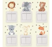 6 pezzi/Set Adesivi per interruttori di luce a forma di animali cartoni animati, leone e elefante carini, decorazioni murali per la camera dei bambini, festa di nascità, decorazioni per la famiglia, r