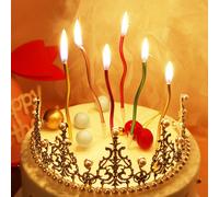 6 pezzi/set Candele a forma di torta in cera, candele a forma di torta colori solidi creativi e intrecciati per feste di compleanno, rientro a scuola, San Valentino Tagli UnicaCera