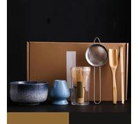 6 pezzi/set ciotola Matcha in stile giapponese, cucchiaio, frusta da tè, rete a setaccio, regalo perfetto per la cerimonia, decorazione tradizionale Black