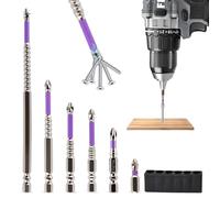 6 Pezzi Set da Inserti per Avvitatore Professionali, Alta Durezza Set di Punte Magnetiche per Avvitatore con Porta Punte, Accessori per Utensili Di Foratura E Avvitamento, per Legno Metallo 25-150mm