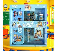 6 pezzi Set di cancelleria della famiglia Bluey e degli amici Bingo (inclusi penna, righello, temperamatite, gomma da cancellare e quaderno), Bluey, set di cancelleria portatile in confezione regalo, 