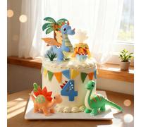 6 pezzi Set di decorazioni per torte a forma di uovo di dinosauro - Include decorazioni per torte a tema dinosauro riutilizzabili con statuine di dinosauri (Tyrannosaurus Rex, Brachiosaurus, Tricerato