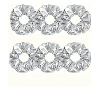 6 pezzi/set di elastici for capelli in tessuto con stampa a caldo laser, eleganti e semplici, in oro e argento. Accessorio for capelli Per Lavoro, Fitness, Feste o Dormire(Silver)