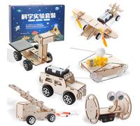 6 Pezzi Set di Esperimenti, Kit di Elettronica, Kit di Esperimenti, Kit di Elettronica 6-in-1 in Legno STEM Esperimenti Scientifici Kit di Costruzioni in Legno Auto Aerei Veicoli Spaziali Regalo per