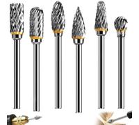 6 Pezzi Set di Frese Rotanti per Metallo, Frese per Metallo Gambo 6mm, Frese per Lavorazione Metallo Duro Professionali, Con Gambo da 1/8", Per la Lavorazione Del Legno Fai-Da-Te, Lucidatura, Foratura