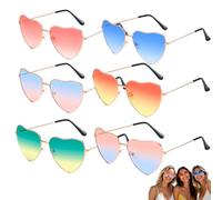 6 Pezzi Set di occhiali da sole a cuore con lenti sfumate, adatti per feste | Occhiali cuore retrò lenti AC e metallo leggero Ideali per party festival e vacanze Stile hippie unico e comfort superiore