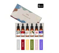 6 pezzi Set di oli essenziali per aromaterapia - 1 Lavanda, 1 Fiore di ciliegio, 1 Gelsomino, 1 Tè bianco, 1 Rosa, 1 Chiodo di garofano, Diffusore, Candela, Pietra aromatica, Umidificatore, Diffusore