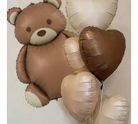 6 pezzi Set di orsetti e palloncini a forma di cuore retrò per decorazione festa di compleanno bebe, doccia bebe, decorazioni familiari, regali Tagli Unica,6 pezzi di stile d'amore,1 orso opaco,10 pez