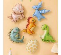 6 pezzi Set di palloncini in foil a forma di mini dinosauro, palloncini a forma di dinosauro 3D per decorazioni di feste di compleanno, baby shower, gender reveal festa, feste estive Alluminio