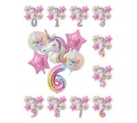 6 pezzi Set di palloncini in foil a gradiente con tema unicorno da 32 pollici, inclusi numeri 0-9, per decorazioni di feste di compleanno, rientro a scuola, San Valentino 7,5,9,2,3,4,6,8,1,0PET