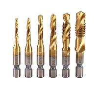 6 Pezzi Set di Punte Trapano HSS, M3 / M4 / M5 / M6 / M8 / M10, 0.5mm-1.5mm Drill Bit, Rivestimento in Titanio, Gambo Esagonale Universale