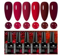 6 pezzi Set di smalti gel per unghie rosso caffè, lunga durata, senza piombo, 8ml vino rosso, rosa nudo, smalto gel semi-permanente soak-off UV per manicure, arte di unghie fai-da-te per salone di bel