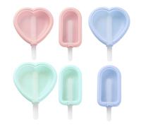 6 Pezzi Set di Stampi per Gelato Fai in Silicone Alimentare | Forme Cuore e Semielisse, Riutilizzabile e Facile da Pulire, per Yogurt e Acqua in Famiglia