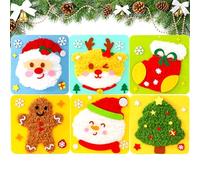 6 Pezzi Set Fai da Te di Ricami per Bambini Select Zone Set per Cucire di Natale Set di Animali Cartoni Animati Divertimento di Cucito per Bambini in Lana Set di Natale Fai da Te per Ragazze e Ragazzi