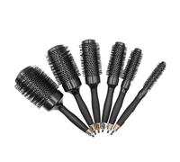 6 pezzi/set pettine for capelli rotondo nero spazzola for parrucchiere strumenti for lo styling del barbiere(Red)