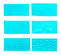 6 Pezzi Set Stampi per Dolci in Plastica per Goffratura, Cake Decorating Goffratura Stampo per Dolci Stile Mattoni, Legno e Ciottoli per Decorazioni 3D Dolci Torte