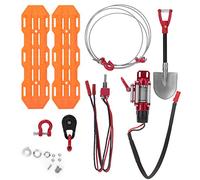 6 Pezzi Set Strumenti Decorativi per Auto RC, Accessori RC per Hsp, Barricate Argano in Metallo Rullo Corda in Acciaio Pala con Blocco, Migliorando le Sensazioni Autentiche del