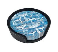 6 Pezzi Sotto chieri in Pelle per Bevande con Supporto Code di Sirena su Set di Sotto chieri in Legno Blu Sotto chieri da Tavola per Bevande per Soggiorno Cucina Caffè Decor