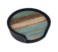 6 Pezzi Sotto chieri in Pelle per Bevande con Supporto Set di Sotto chieri in Tavola di Legno Vintage Sotto chieri da Tavola per Bevande per Soggiorno Cucina Caffè Decor