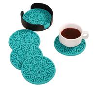 6 Pezzi Sottobicchiere in Silicone, 10 cm Sottobicchiere Antiscivolo con Supporto Portaoggetti, Sotto Bicchieri Tappetino Design per Cucina Soggiorno Bar e Ufficio