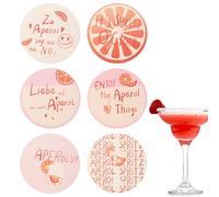 6 pezzi Sottobicchieri Aperol in vetro, sottobicchieri Aperol con frasi divertenti, sottobicchieri per bevande, arancione. Divertente regalo Aperol per donne, signore, uomini. Accessori per la