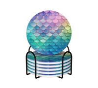6 pezzi sottobicchieri con supporto sottobicchieri con squame di sirena sfumate sognanti per bevandebevande da bar birra set per pr