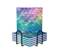 6 pezzi sottobicchieri con supporto sottobicchieri con squame di sirena sfumate sognanti per bevandebevande da bar birra set per pr