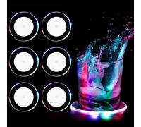6 Pezzi sottobicchieri illuminati colorato Ø 10cm Impermeabile Sottobicchieri Acrilico led per bottiglia 7 colori chiari ON/OFF Sottobicchieri LED per Birra Cocktail