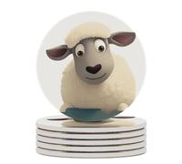 6 pezzi Sottobicchieri per bevande a forma di pecora, sottobicchieri in ceramica con base in sughero, set di sottobicchieri assorbenti rotondi, tappetino di protezione da tavolo per vari tipi di tazze