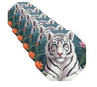 6 pezzi sottobicchieri per bevande sottobicchieri per tazze carino tigre bianca divertente tappetino per tazze 4" sottobicchiere in pelle per bevande impermeabile bar birra bevande set per arredamento
