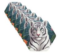 6 pezzi sottobicchieri per bevande sottobicchieri per tazze carino tigre bianca divertente tappetino per tazze 4" sottobicchiere in pelle per bevande impermeabile bar birra bevande set per arredamento