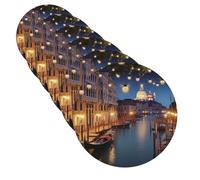 6 pezzi Sottobicchieri per bevande Sottobicchieri per tazze Venezia di notte Divertente tappetino per tazze 4" Sottobicchiere in pelle per bevande Impermeabile Set di sottobicchieri per bevande da bar