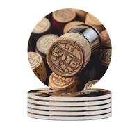 6 pezzi Sottobicchieri per bevande Tappo per bottiglia di vino con base in sughero vintage Sottobicchieri rotondi per tazze Tappetino di protezione da tavolo per tipi di tazze