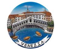 6 Pezzi Souvenir Venezia Piatto in resina con gancio Ponte di Rialto, diametro cm. 15
