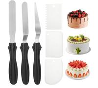 6 Pezzi Spatola per Dolci, Raschietto Torta, Spatola per Stuccare Torte, Trasparente Spatola per I Bordi Della Torta, Spatole per Glassa Set Spatola per Dolci in Acciaio per Decorare Torte