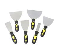 6 Pezzi Spatole in Acciaio Inossidabile, Set di Strumenti per Rimuovere Vernice e Carta da Parati, Spatola per Stucco con Manico in Plastica con Foro per Appendere, Pulizia Efficiente