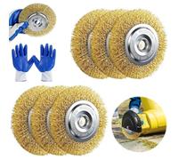 6 Pezzi Spazzola per Decespugliatore 1 Paio di Guanti Spazzola Metallica | Diametro 115 mm Compatibile per Gl-or-ia Wee-dbr-ush per Togli Erba Dalle Fughe Muschio e Sporco Tra Le Piastrelle