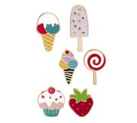 6 Pezzi Spilla Gelato Estiva in Lega Fragola e Lecca Lecca | Design Carino a Cartone, Leggera e Comoda, per Borse e Vestiti, Feste e Uso Quotidiano