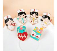 6 pezzi Spilla multi-funzione con badge angelo delle cure sanitarie, infermiera, immagine di medico, pin di accessori per abiti e borse Lega di zinco