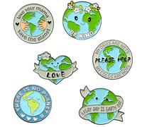 6 Pezzi Spilla Terra Salva Il Pianeta Spilla Bavero Per Donne Set Di Spille Smaltate Con Terra Verde Cartone Animato Spilla Rotonda Ambiente Terra Per Zaini Distintivi Abiti Abiti Abbigliamento