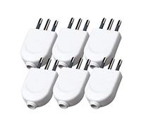 6 Pezzi Spina Elettrica, Spina 2P+T 250V, Spina Italiana Piatta, con Uscita Cavo Diritta (Spina Piccola 10A, Bianco)