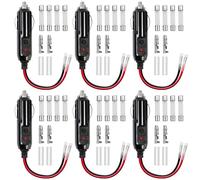 6 Pezzi Spinotto Presa Accendisigari Auto, 12V Auto Accendisigari Cavo Spina Accendisigari Cavo Prolunga 16AWG Accendisigari con Indicatore del Diodo e Fusibile per Inverter Auto, Pompa ad Aria SUVs