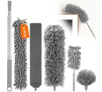 6 Pezzi Spolverino per Polvere Microfibra Lavabile, Togli Ragnatele Allungabile 27-256 cm,Bastone Telescopico per Pulizia, Spolverino Telescopico per Ragnatela,TV,Ventilatori Soffitto,Tapparelle,Tetti