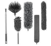 6 Pezzi Spolverino per Polvere, Spolverino Telescopico, lunghezza retrattile fino a 245 CM, Togli Ragnatele Allungabile, Piumino per Spolverare per la pulizia di soffitti, ventilatori a soffitto