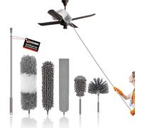 6 Pezzi Spolverino per Polvere, Togli Ragnatele Allungabile 25-256 cm, Articlean Cattura-Polvere Telescopico In Microfibra, Bastone Telescopico per Pulizia Tetti Interni, TV, Ventilatori a Soffitto