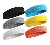 6 Pezzi Sport Fasce Capelli per Uomo e Donna Capelli Non Scivolare Umidità Wicking Atletico Cotone Fascia per Capelli per Sport per Tennis, Yoga, Bicicletta, fare jogging e così via