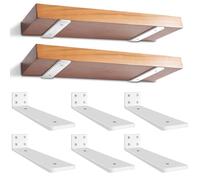 6 Pezzi Staffe per Mensole Pesanti, Reggimensola Legno per Montaggio a Parete, Supporti Mensola Reggi Mensola Porta Mensole da Muroper la Casa, la Cucina e l'ufficio | 25cm, Portata 70 Kg (Bianco)