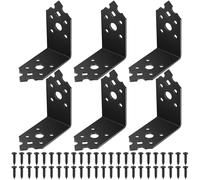 6 Pezzi Staffe per Mensole Pesanti, Staffa per Mensola a Muro, Supporti per Mensole L a Parete, Supporto Reggimensole da Muro Nero Retrò, Angolo Supporto per Scaffale, 80x80x40mm