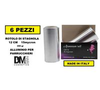 6 PEZZI STAGNOLA ALLUMINIO IN ROTOLO 12cm 15mycron MADE IN ITALY X PARRUCCHIERE